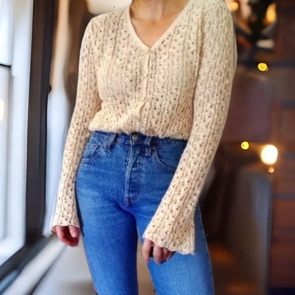 Vtg Y2K Hemp & Cotton Crocheted Top - Picture 2 of 4